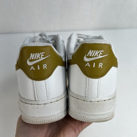 NIKE Size 9.5 Air Force 1 '07 NN Next Nature DV3808-101 Bronzine White Leather - Picture 10 of 11